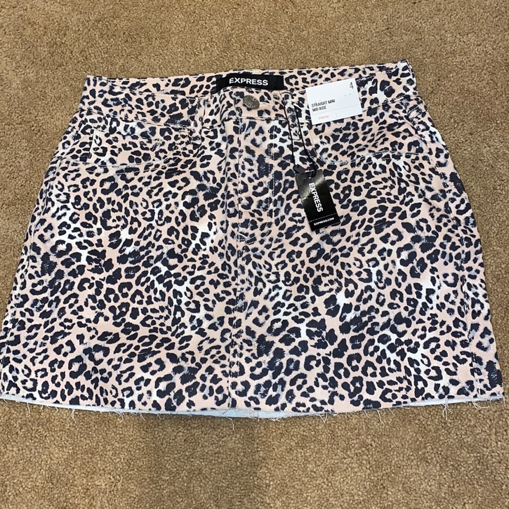 Express cheetah print mini skirt
